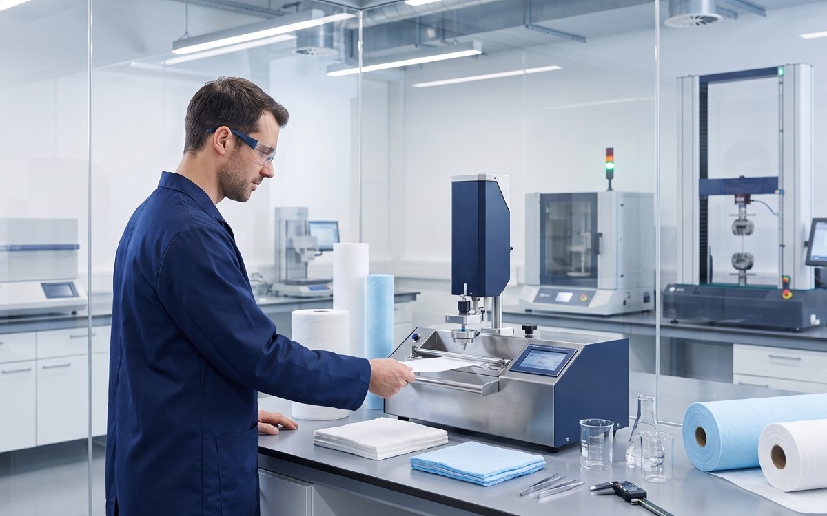 Nonwoven testing equipment for hygiene product quality control