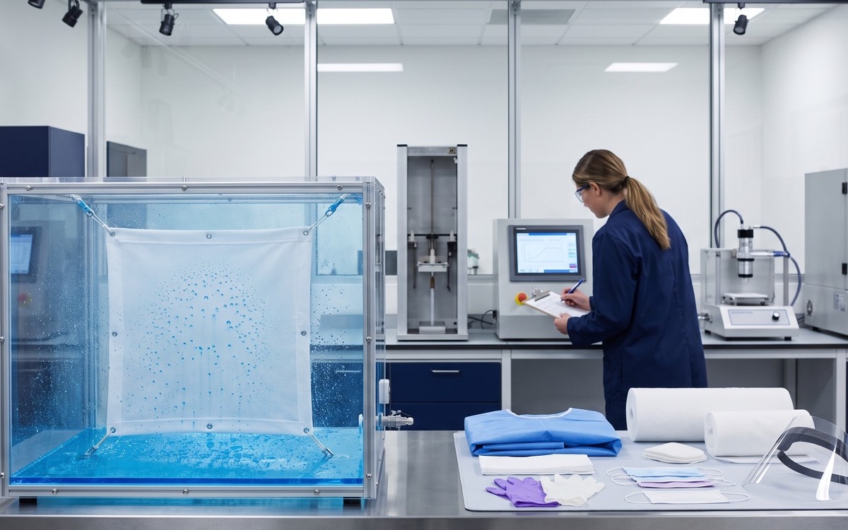 PPE and medical textile testing laboratory with barrier test equipment